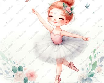 26 Cute Ballerina Clipart | Whimsical Ballerina | Printable Watercolor clipart | High Quality JPGs | Digital download | Paper craft