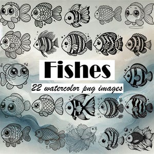 Zwarte vis clipart, zeedieren SVG, dochter vis, oceaan clipart, zwarte vis SVG, vissen clipart, zeeleven png, vis illustratie, zee