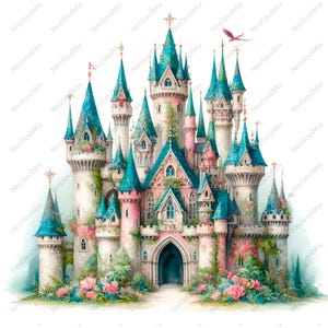 23 Princess Castle Clipart | Fairy Castle | Printable Watercolor Clipart | High Quality JPGs | Digital Download | Paper Craft