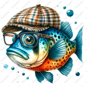 22 Clipart di pesci divertenti / Clipart di pesci / Clipart di acquerelli stampabili / JPG di alta qualità / Download digitale / Lavoretti di carta / Diario spazzatura