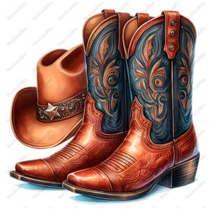 23 Cowboy Rodeo Boots Clipart | Country Cowboy Clipart | Printable Watercolor clipart | High Quality JPGs | Digital download | Paper craft