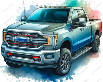 24 Pickup Trucks Clipart | Vintage Pickup Trucks | Printable Watercolor Clipart | High Quality JPGs | Automotive Decor | Junk Journal
