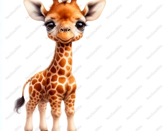 20 babygiraf clipart, giraf natuur clipart, kunst aan de muur, papierkunst, kleding, digitale prints, commercieel gebruik, hoge kwaliteit JPG