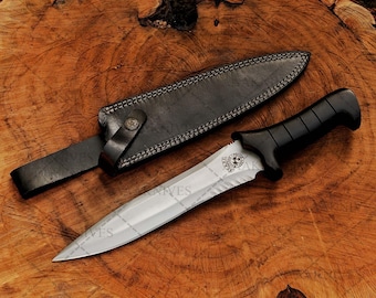 Leon Kennedy RE4 Replica Bowie Knife: Handmade D2 Steel, Full Tang