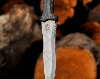 Handmade Leon Kennedy Bowie Knife: Spring Steel Replica knife with Leather Sheath