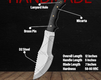 Handmade Tom Brown Tracker Knife With Micarta Hnadle And Leather Sheath