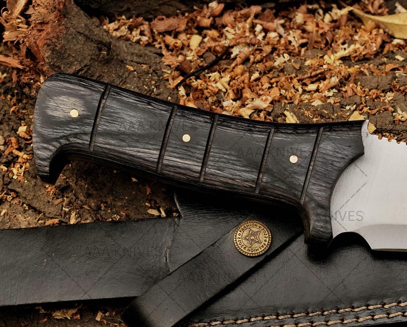 Custom knife gift with leather sheath, ideal for horror fans