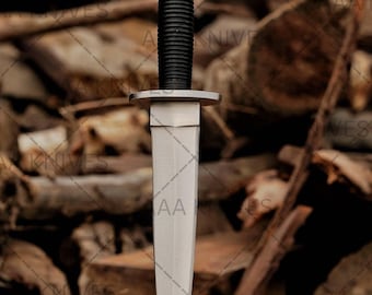 Handmade Fairbairn Sykes Dagger Knife with Leather Sheath