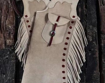 Handmade Leather Chaps with Fringe | Western Cowboy Leather Chaps | Suede Riding Chaps | Vintage cowgirl chaps