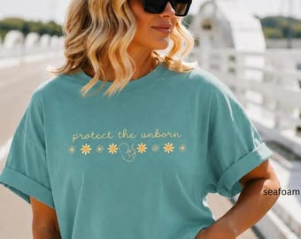 Pro Life Floral Graphic Tee, Protect The Unborn Shirt, Conservative Christian Apparel, Christian Conservative Tee, Womens Political Tee