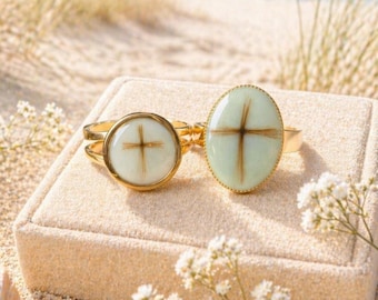 Personalized Hair Cross Ring | Custom Keepsake Made from Your Hair Sample | Meaningful Faith Jewelry | Memorial or Family Heirloom Ring