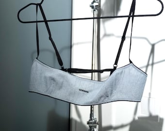 Organic Cotton Bralette, Handmade Cupless Bra, Plus Size Lingerie