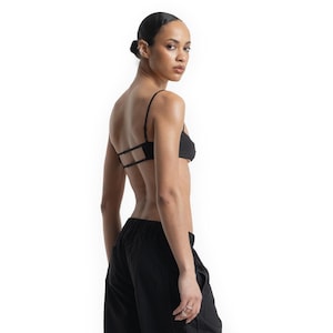 Ultra‑Soft Mulberry Silk Top, Black Luxury Silk Bralette – Handmade Unique Lingerie Gift for Evenings & Special Occasions Intimate For Her