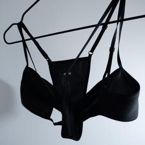 Black Mulberry Silk Lingerie Set – Sheer 100% Pure Silk Bralette + Thong for Everyday Comfort & Luxury Gift Women, Premium Minimalist Silk