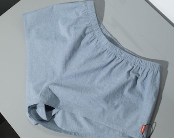 Handmade Washed Cotton Sleep Shorts, Elastic Waist Lounge Nightwear