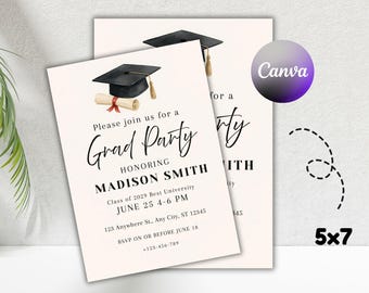 Graduation Party Invitation, Grad Party Invite, Template Editable, Graduation Announcement, Graduation Party Invite Download, Class of 2025