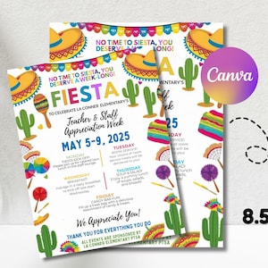 Tema de fiesta mexicana editable: agradecimiento a maestros y personal, fiesta del cinco de mayo, plantilla de invitación para fiesta, volante de fiesta de tacos