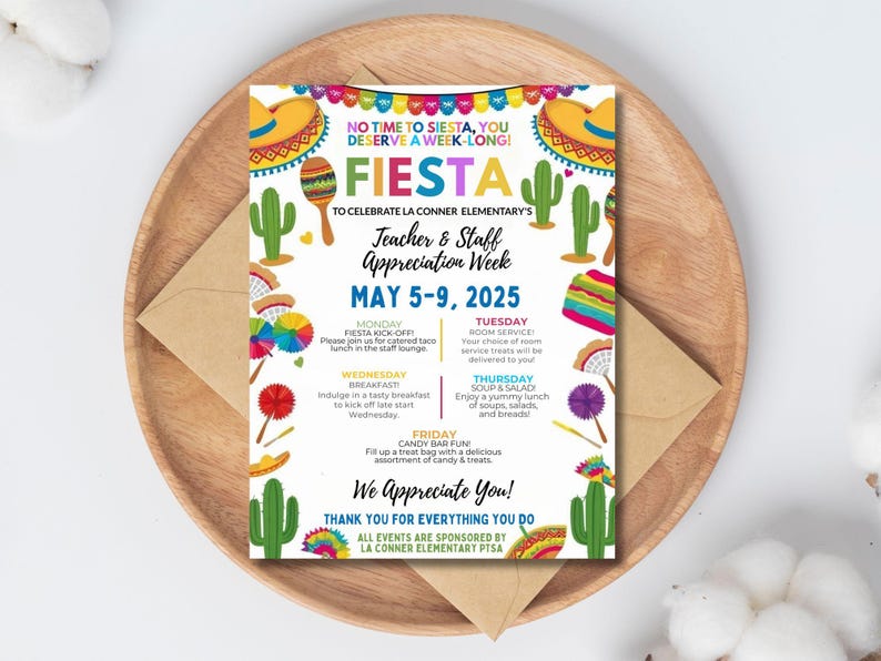 Editable Mexican Fiesta Theme Teacher & Staff Appreciation Theme Cinco ...