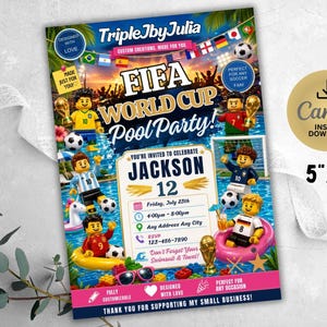FIFA World Cup Pool Party Invitation | Soccer Birthday Invite (Digital Download)