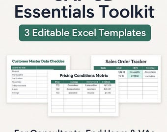 Kit de herramientas SAP SD Essentials / Plantillas de Excel editables para SAP Sales & Distribution / Datos maestros, precios, seguimiento de pedidos / Descarga digital