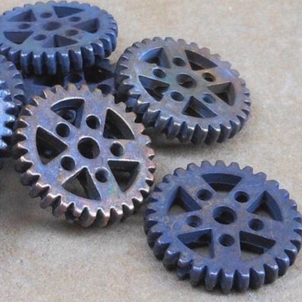 perle unique , SPROCKET steampunk GEAR - sombre Patine antique 4 pcs