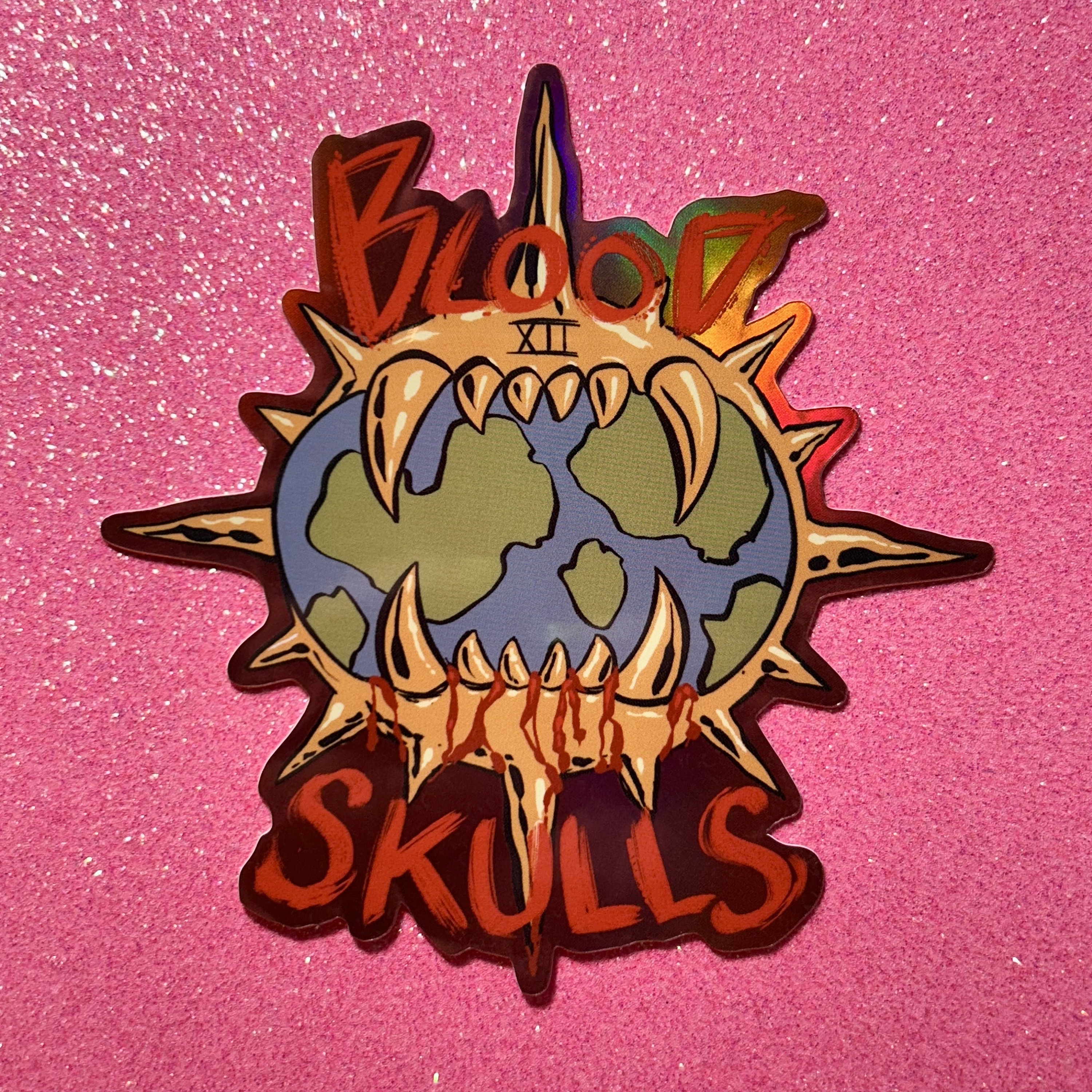 BLOOD AND SKULLS Holographic Sticker