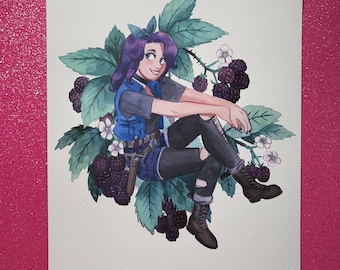 Impresión de Abigail con moras de Stardew Valley