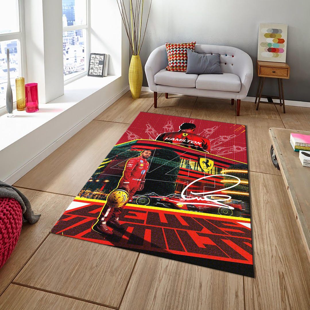 Lewis Hamilton Ferrari,racing Team Rug,formula 1 Rugs,motorsport Grand ...