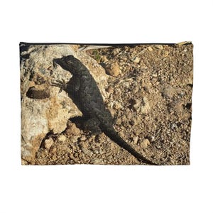 Flat Zipper Accessory Pouch - Multiple Sizes - Sunbathing Western Fence Lizard Wild Animal Reptile Photography