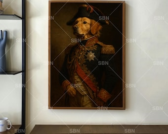 Impression d'art de chien Napoléon, portrait drôle d'animal de compagnie royal de la Renaissance (téléchargement numérique)
