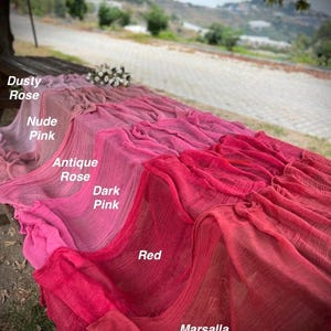 Boho Wedding Gauze Table Runner, Antique  Rose, Dusty Rose - Cotton Decor / Elegant Cheesecloth Runner for Party Decor and Fhoto Shoots