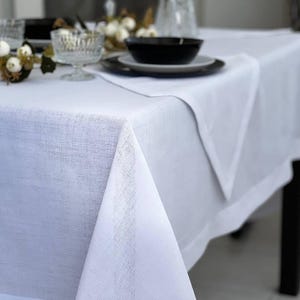 Custom White Tablecloth | Durable Wrinkle-Free Fabric | Basic Universal Design | Perfect for Events & Everyday Use