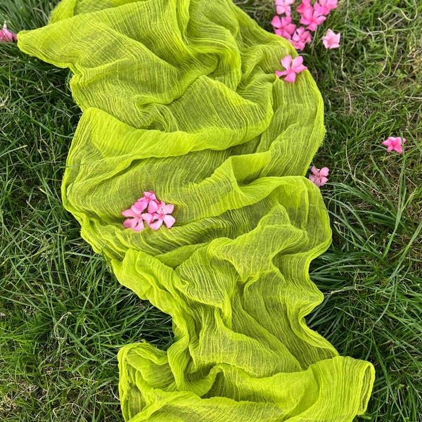 Light Green Cheesecloth Table Runner – Pastel Green Gauze Wedding Decor – Spring Green Table Linen – Hand Dyed Boho Runner, Green Napkins
