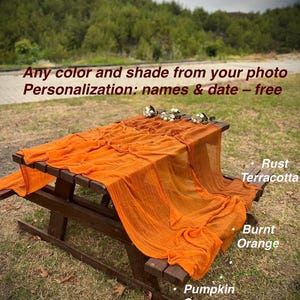 Autumn Wedding Table Runner, Pumpkin Spice Gauze Runner, Burnt Orange Cheesecloth Table Decor, Rustic Boho Fall Wedding Decoration
