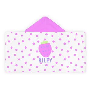 Kids Hooded Towel, Custom Kids Towel, Personalized Kids Towel, Polka Dot Kids Towel, Kids Beach Towel, Kids Bath Towel, Strawberry Towel