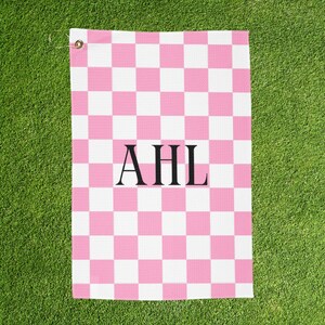 Personalized Golf Towel, Custom Golf Towel, Ladies Golf Towel , Pink Golf Towel, Pink Checkered Golf Towel, Ladies Golf Gift