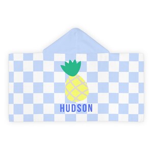 Kids Hooded Towel, Custom Kids Towel, Personalized Kids Towel, Checkered Kids Towel, Kids Beach Towel, Kids Bath Towel, Pineapple Towel