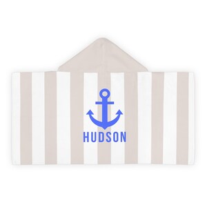 Kids Hooded Towel, Custom Kids Towel, Personalized Kids Towel, Striped Kids Towel, Kids Beach Towel, Kids Bath Towel, Anchor Towel