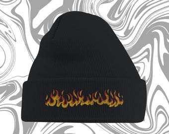 Gorro con bordado de llamas: gorro skater grunge Y2K