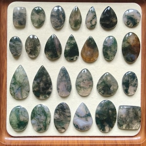 Cabochões de Ágata Musgosa Natural – Materiais para Fabricação de Joias, Padrões Exclusivos