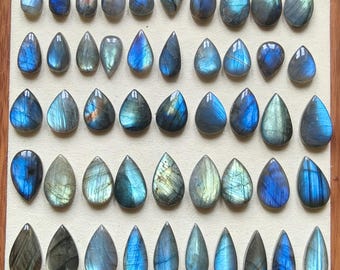 Small Teardrop Labradorite Cabochons II – Polished Natural Gemstones for Jewelry Making