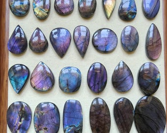 Purple Labradorite Cabochons - Designer Grade - Oval, Teardrop, Round, Square and Rectangle shapes