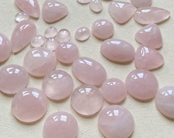 Natuurlijke rozenkwarts cabochons – gekalibreerde ovale druppelvormige ronde driehoek – gepolijste roze edelsteen platte achterkant