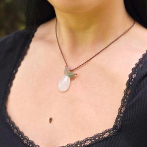 Handmade Macrame Necklace with natural Rose Quartz - love, compassion, and emotional healing