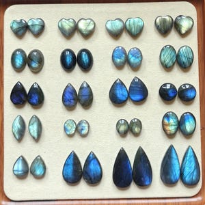 Labradorit Cabochon Paare I: Herz, Oval, Träne, Marquise, Rund - Schmuckherstellung