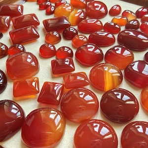 Cabochons en cornaline naturelle - Dos plat calibré et double face - Rectangle carré ovale rond en forme de larme