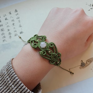 Handmade Macrame bracelet with natural tourmaline Gemstone, boho, hippie, elegant,