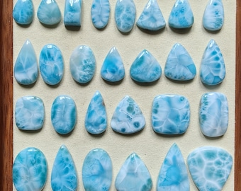 Natural Larimar Cabochons – Ocean Blue Gemstones for Jewelry Making