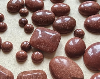 Goldstone Cabochons – Flat Back Polished Stones – Oval, Square & Round