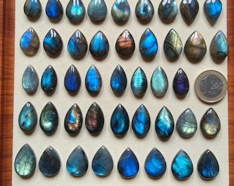 Small Teardrop Labradorite Cabochons I – Polished Natural Gemstones for Jewelry Making